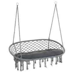 Rackhams Two-Seater Boho Macrame Hammock Swing - Grey - thumbnail 1