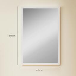 Rackhams 60x40cm Wall Bathroom Mirror for Home Decor, Vanity Mirror, White - thumbnail 3