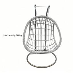 Rackhams Indoor Outdoor Hammock Patio Rattan Two Seater Egg Hanging Chair Garden With Grey Thick Cushion - thumbnail 4