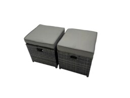 Rackhams Rattan Garden Furniture Dining Set 13 seater Patio Height Adjustable Rising Lifting Table Sofa Set with 4 Footstools Dark Grey Mixed - thumbnail 6
