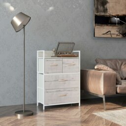 Rackhams Bedroom Chest of Drawers 4 Drawer Dresser w/ Shelf, Natural - Natural wood and black - 4 - Industrial, modern - thumbnail 1