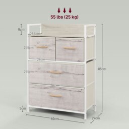 Rackhams Bedroom Chest of Drawers 4 Drawer Dresser w/ Shelf, Natural - Natural wood and black - 4 - Industrial, modern - thumbnail 5
