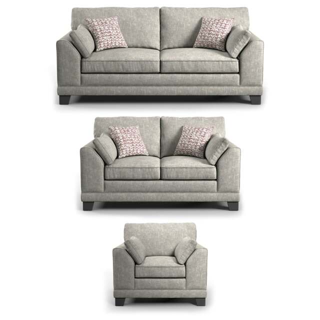Rackhams Hilliard Fullback Fabric 3 Piece Sofa Suite - Mist - image 1