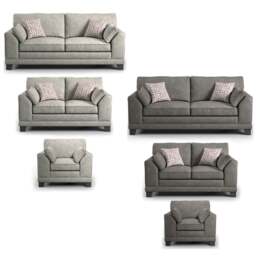 Rackhams Hilliard Fullback Fabric 3 Piece Sofa Suite - Mist - thumbnail 2