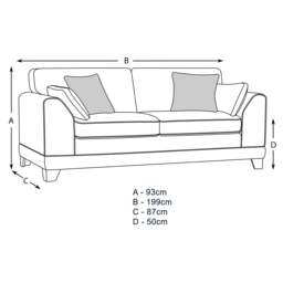 Rackhams Hilliard Fullback Fabric 3 Piece Sofa Suite - Mist - thumbnail 3