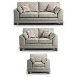 Rackhams Hilliard Fullback Fabric 3 Piece Sofa Suite - Mist