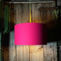 "Rackhams Pomegranate Pink Cotton Lampshade With Copper Foil Lining - 25cm Diameter x 25cm Height / (10"" x 10"")" - thumbnail 3