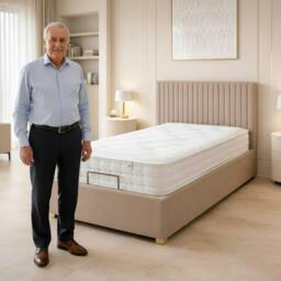 Rackhams Pannel line Mobility Bed with Mattress and Headboard Black - Small Double - Solid Wood - Black - thumbnail 2