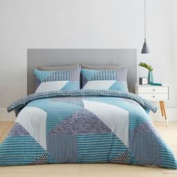 Rackhams Larsson Geo Reversible Duvet Cover Set - Teal Green - Double