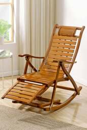 Rackhams Bamboo Foldable Recliner Lounge Rocking Chair - Natural