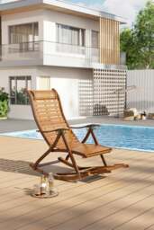 Rackhams Bamboo Foldable Recliner Lounge Rocking Chair - Natural - thumbnail 2