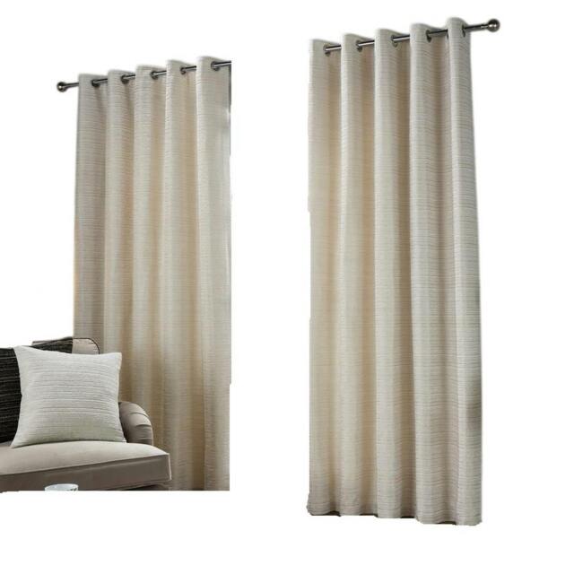 Rackhams Jupiter Chenille Eyelet Curtains - Ivory/Gold - 229cm x 183cm - Ivory/Gold - 100% Polyester - image 1
