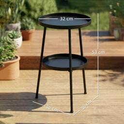 Rackhams Patio Side Table, 2-Tier Round Coffee End Table - Light Green - thumbnail 4