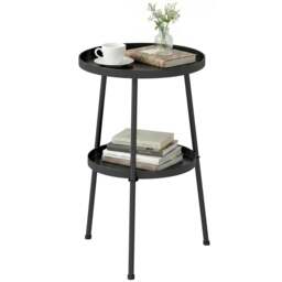 Rackhams Patio Side Table, 2-Tier Round Coffee End Table - Light Green - thumbnail 3