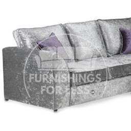 Rackhams Crystal Crushed Velvet Full Back 5 Seater L Shaped Corner Sofa - Silver - Right Hand Facing - thumbnail 6