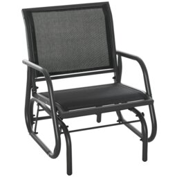 Rackhams Outdoor Gliding Swing Chair Garden Seat w/ Mesh Seat Curved Back Steel - thumbnail 2