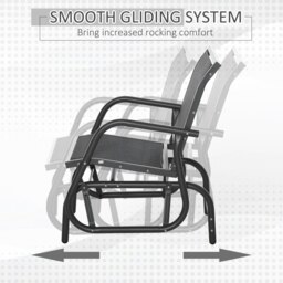 Rackhams Outdoor Gliding Swing Chair Garden Seat w/ Mesh Seat Curved Back Steel - thumbnail 5
