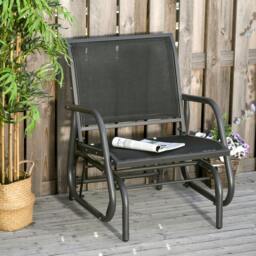 Rackhams Outdoor Gliding Swing Chair Garden Seat w/ Mesh Seat Curved Back Steel