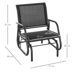 Rackhams Outdoor Gliding Swing Chair Garden Seat w/ Mesh Seat Curved Back Steel - thumbnail 6