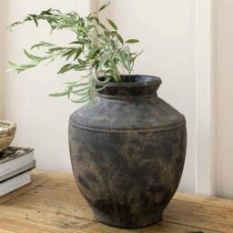 Rackhams Large Antique Brown Vase - Ceramic - H35 x W30 x D30cm, 8kg - thumbnail 1