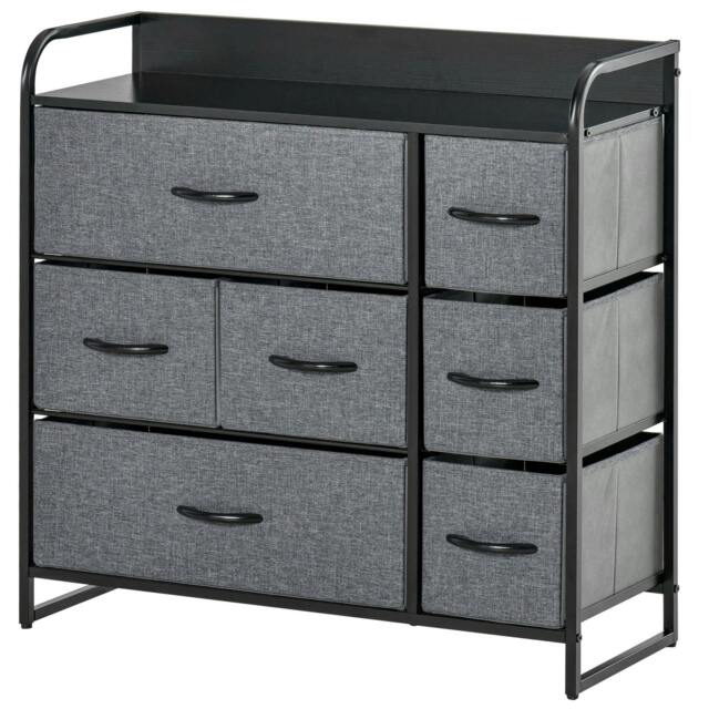 Rackhams Chest of Drawers with 7 Foldable Drawers, 3-Tier Fabric Bedroom Dresser, Clothes Storage Unit for Bedroom, Living Room, Grey - Grey - image 1