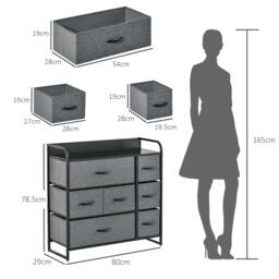 Rackhams Chest of Drawers with 7 Foldable Drawers, 3-Tier Fabric Bedroom Dresser, Clothes Storage Unit for Bedroom, Living Room, Grey - Grey - thumbnail 2