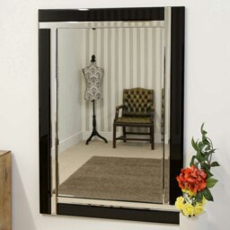 Rackhams Large Black Venetian Glass Frame Wall Mirror - 100cm x 70cm