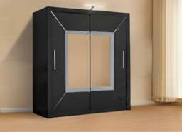 Rackhams Modern Bedroom Sliding Wardrobe with LED Light - Ample Storage Space and Sleek Design comes in White/Grey/Black and Width 150cm/180cm/203cm - 180 cm - White - thumbnail 5