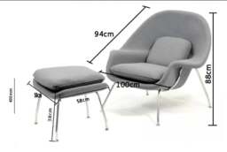 Rackhams Womb Lounge Chair And Footstool, Armchair - White - Velvet - thumbnail 4