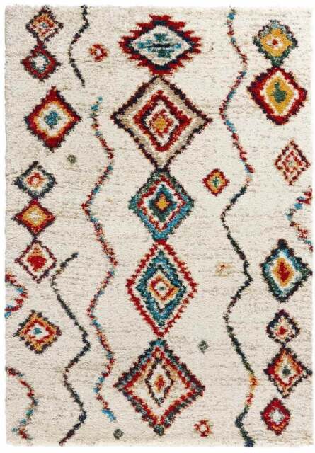 Rackhams Velour Deep-Pile Rug Boho Vintage Design - Cream - 120X170 cm - image 1