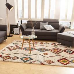 Rackhams Velour Deep-Pile Rug Boho Vintage Design - Cream - 120X170 cm - thumbnail 4