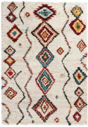 Rackhams Velour Deep-Pile Rug Boho Vintage Design - Cream - 120X170 cm - thumbnail 1