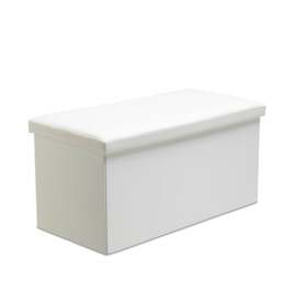 Rackhams Faux Leather Storage Ottoman Storage Box With Lid Foldable - 76x38x38cm Rectangle - Black - thumbnail 3