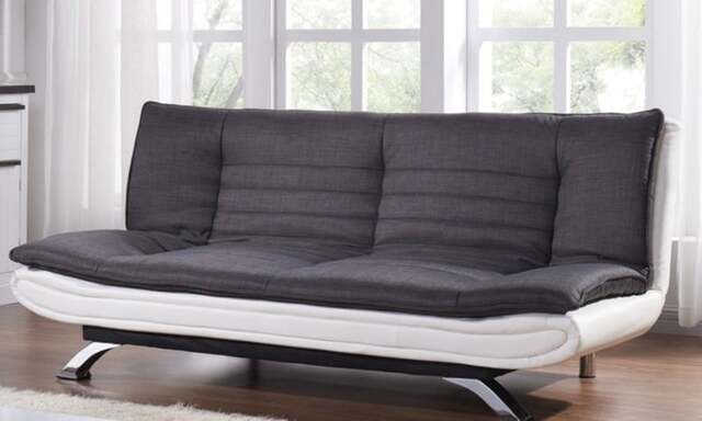 Rackhams Seattle Sofa Bed: Blend of Fabric and Faux Leather for Ultimate Comfort - Charcoal and White