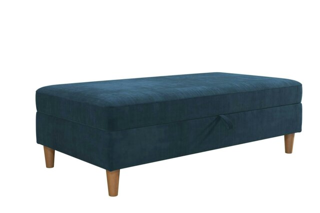 Rackhams Hartford ottoman with storage in chenille blue - Blue - image 1