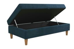 Rackhams Hartford ottoman with storage in chenille blue - Blue - thumbnail 3