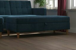 Rackhams Hartford ottoman with storage in chenille blue - Blue - thumbnail 4