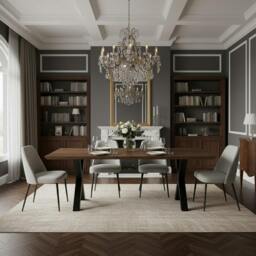 Rackhams Walnut Bevel Dining Table - 160 - 80 - thumbnail 1