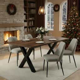 Rackhams Walnut Bevel Dining Table - 160 - 80 - thumbnail 3