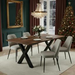 Rackhams Walnut Bevel Dining Table - 160 - 80 - thumbnail 2