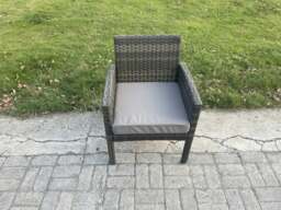 Rackhams High Back Rattan Outdoor Garden Arm Chair with Thick Seat Cushion - thumbnail 1