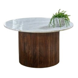 Rackhams Miel Mango Wood Coffee Table With Marble Top - thumbnail 1