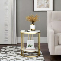 Rackhams 2 Tier Marble Coffee Table Gold - thumbnail 6