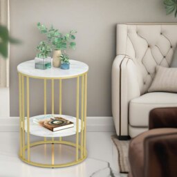 Rackhams 2 Tier Marble Coffee Table Gold - thumbnail 5