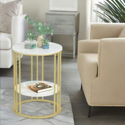 Rackhams 2 Tier Marble Coffee Table Gold