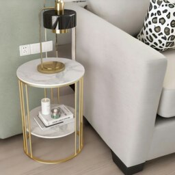 Rackhams 2 Tier Marble Coffee Table Gold - thumbnail 3