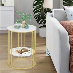 Rackhams 2 Tier Marble Coffee Table Gold - thumbnail 4