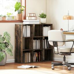 Rackhams 9 Cube Storage Unit Cabinet Bookcase Display Shelves, Black - Rustic Brown - 91W x 29.5D x 91H cm - 1