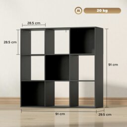 Rackhams 9 Cube Storage Unit Cabinet Bookcase Display Shelves, Black - Rustic Brown - 91W x 29.5D x 91H cm - 1 - thumbnail 6