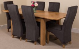 Rackhams Richmond Medium Oak Extendable Dining Table with Lola Fabric Chairs - 8 chairs - Grey - thumbnail 2